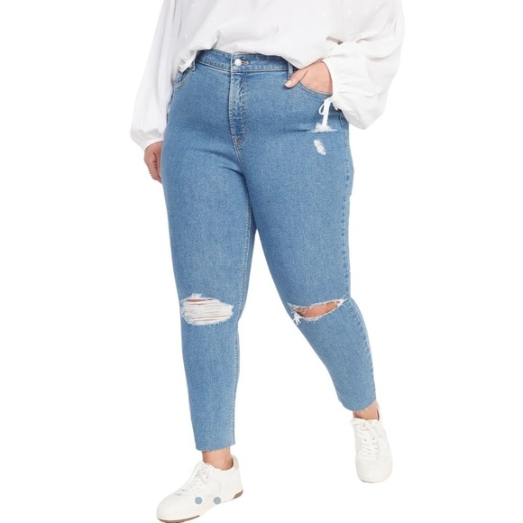 Old Navy Womens High Waist Rockstar Super Skinny Ripped Ankle Jeans Plus Size 20 - Picture 1 of 11